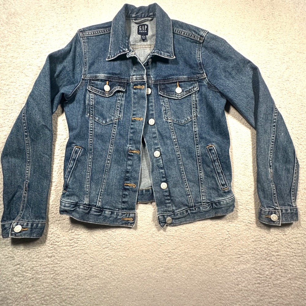 Gap Denimโ Icon Jacket Womens S Blue Dark Wash Stretch Classic Americana Casual